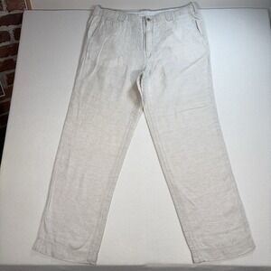 Tommy Bahama Relax 100% Linen Pants Mens 40x32 Off-White Beige Drawstring Resort
